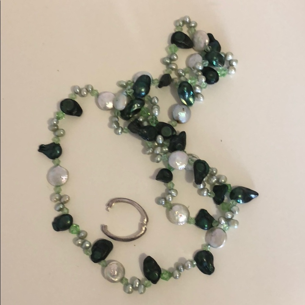 Green gemstone necklace with adjustable clasp